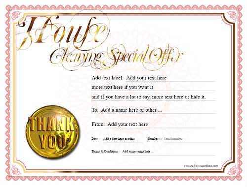 house cleaning gift certificate style4 red template image-683 downloadable and printable with editable fields