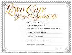 lawn care gift certificate templates