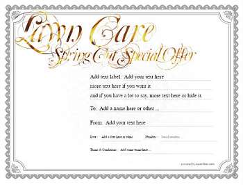 lawn care gift certificate templates