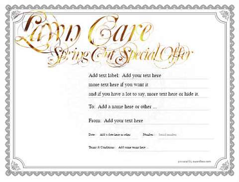 lawn care gift certificate templates