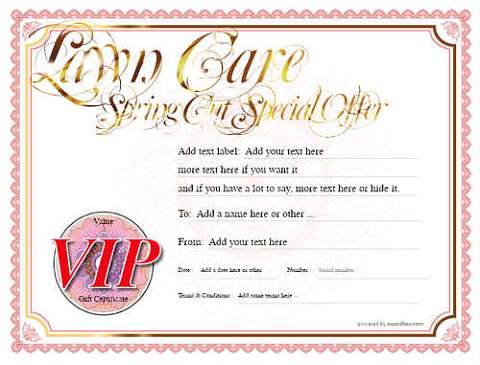 lawn care gift certificate templates