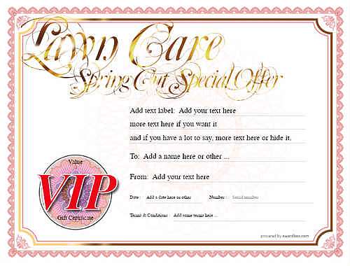 lawn care gift certificate style4 red template image-709 downloadable and printable with editable fields