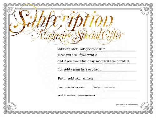 magazine subscription gift certificate style4 default template image-736 downloadable and printable with editable fields