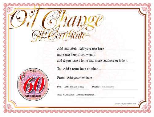 oil change gift certificate style4 red template image-241 downloadable and printable with editable fields