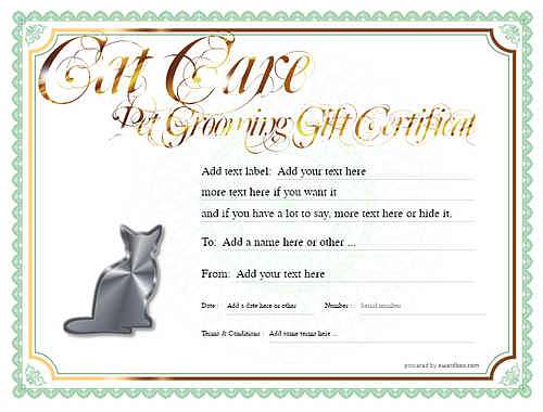 pet grooming gift certificate style4 green template image-477 downloadable and printable with editable fields