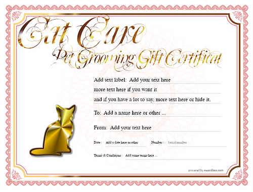 pet grooming gift certificate style4 red template image-475 downloadable and printable with editable fields