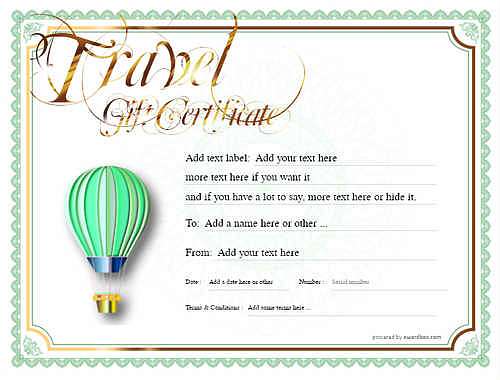 travel gift certificate style4 green template image-295 downloadable and printable with editable fields