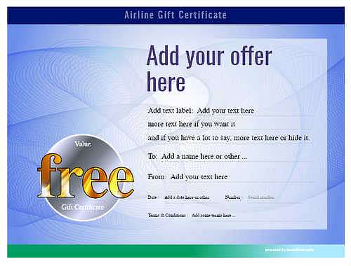 airline gift certificate style6 blue template image-323 downloadable and printable with editable fields