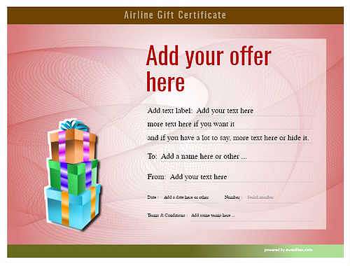 airline gift certificate style6 red template image-324 downloadable and printable with editable fields