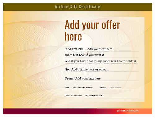 airline gift certificate style6 yellow template image-322 downloadable and printable with editable fields