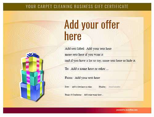 carpet cleaning  gift certificate style6 yellow template image-660 downloadable and printable with editable fields