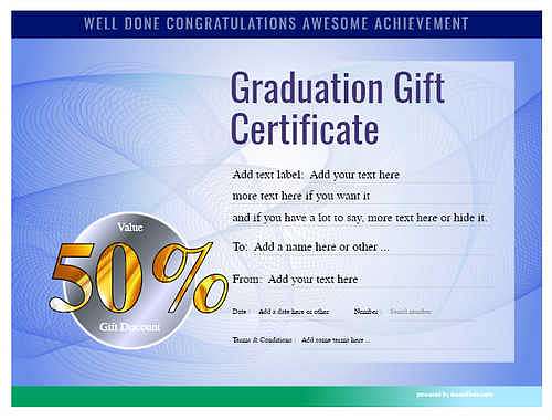graduation gift certificate style6 blue template image-765 downloadable and printable with editable fields