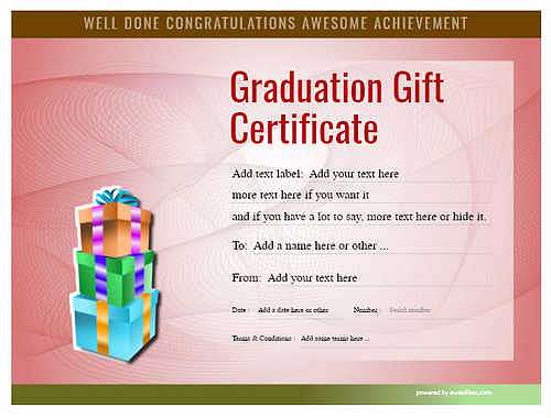 graduation gift certificate style6 red template image-766 downloadable and printable with editable fields