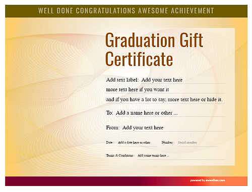 graduation gift certificate style6 yellow template image-764 downloadable and printable with editable fields