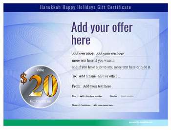 Hanukkah gift certificate