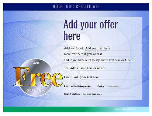 hotel gift certificate style6 blue template image-375 downloadable and printable with editable fields