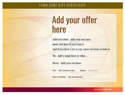 lawn care gift certificate style6 yellow template image-712 downloadable and printable with editable fields