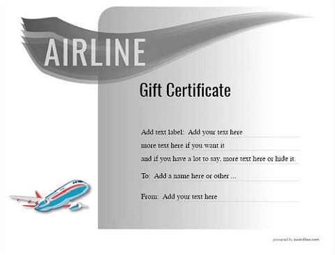 airline gift certificate templates