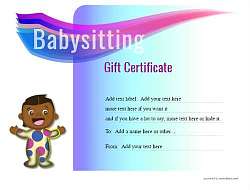 babysitting gift certificate templates