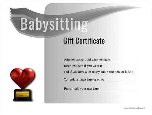 babysitting gift certificate style7 default template image-507 downloadable and printable with editable fields
