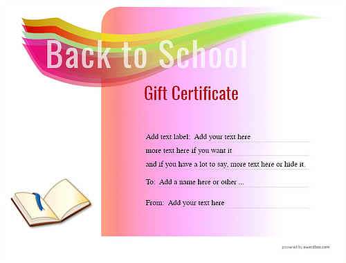 back toschool  gift certificate style7 pink template image-119 downloadable and printable with editable fields