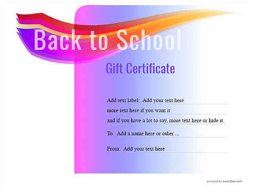 back toschool  gift certificate style7 purple template image-118 downloadable and printable with editable fields