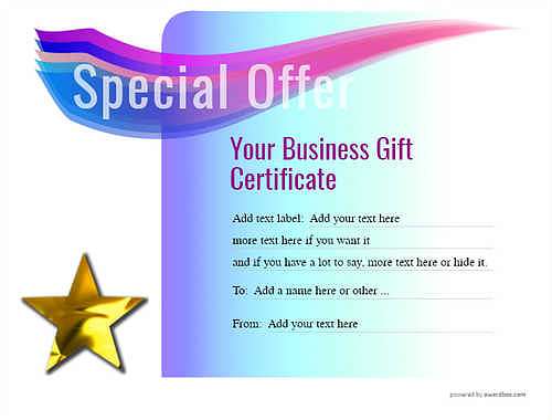 business gift certificate style7 blue template image-458 downloadable and printable with editable fields