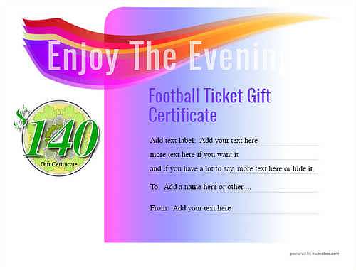football ticket  gift certificate style7 purple template image-612 downloadable and printable with editable fields