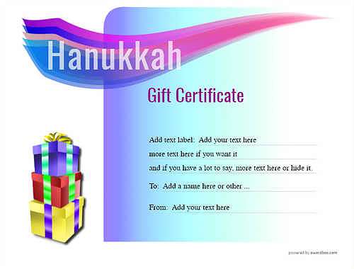 hanukkah   gift certificate style7 blue template image-172 downloadable and printable with editable fields