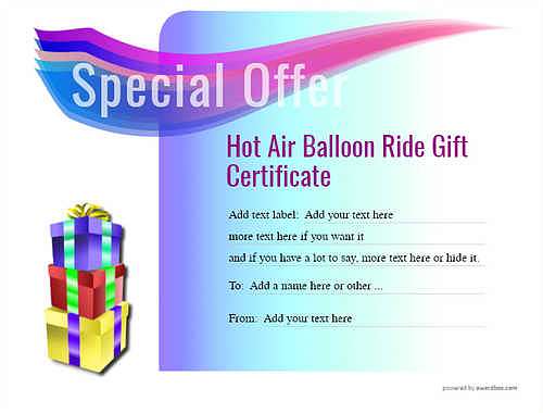 Hot air balloon gift certificate style7 blue template image-406 downloadable and printable with editable fields
