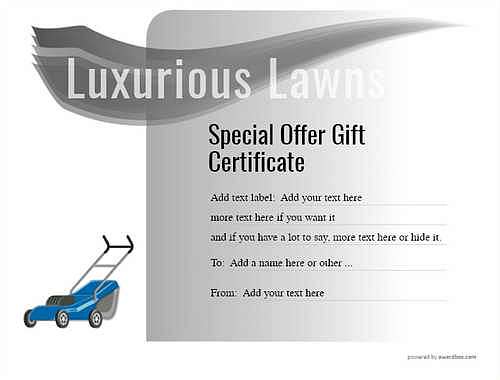 lawn care gift certificate style7 default template image-715 downloadable and printable with editable fields