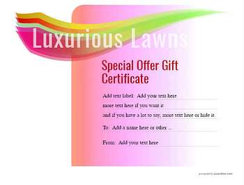 lawn care gift certificate templates