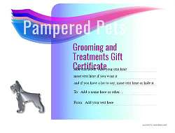 pet grooming gift certificate templates