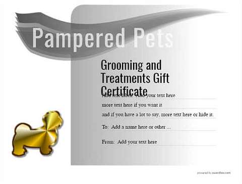 pet grooming gift certificate templates