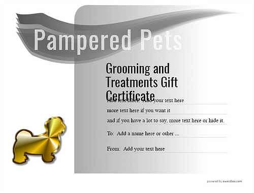 pet grooming gift certificate style7 default template image-481 downloadable and printable with editable fields