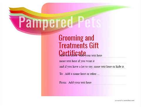 pet grooming gift certificate templates