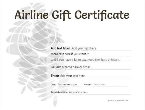 airline gift certificate templates