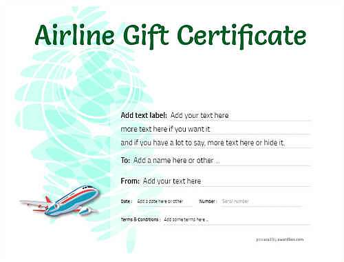 airline gift certificate style9 green template image-336 downloadable and printable with editable fields