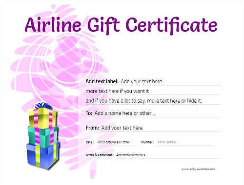 airline gift certificate style9 purple template image-333 downloadable and printable with editable fields