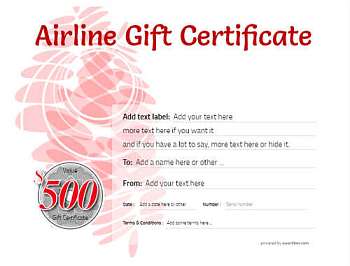 airline gift certificate templates