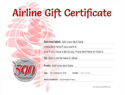 airline gift certificate style9 red template image-334 downloadable and printable with editable fields