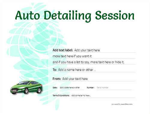 auto detailing  gift certificate style9 green template image-206 downloadable and printable with editable fields