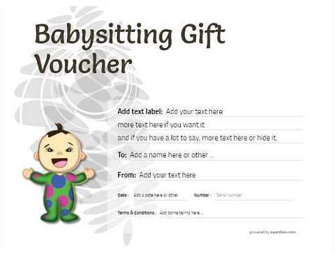 babysitting gift certificate templates