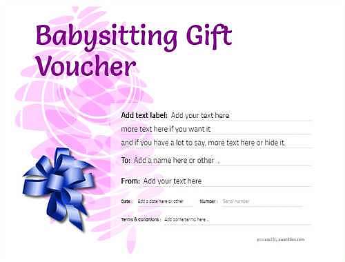 babysitting gift certificate style9 purple template image-515 downloadable and printable with editable fields
