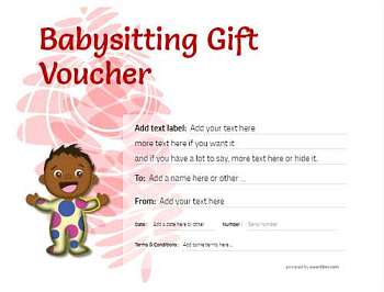 babysitting gift certificate templates