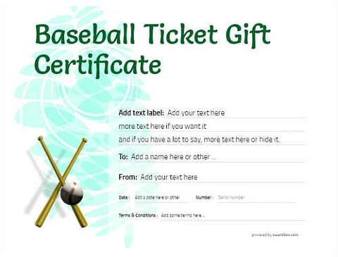 baseball ticket gift certificate templates