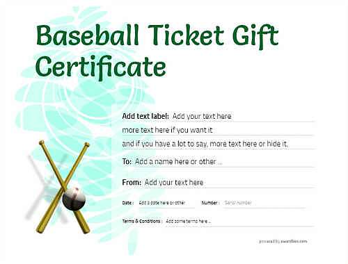 baseball ticket gift certificate style9 green template image-544 downloadable and printable with editable fields