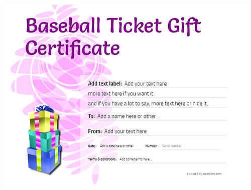baseball ticket gift certificate style9 purple template image-541 downloadable and printable with editable fields
