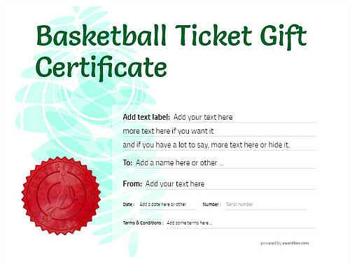 basketball ticket gift certificate style9 green template image-570 downloadable and printable with editable fields