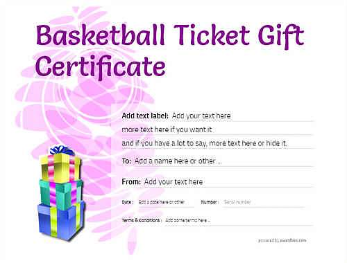 basketball ticket gift certificate style9 purple template image-567 downloadable and printable with editable fields